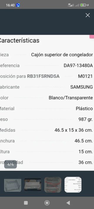 Cajón Congelador Samsung RB31FSRNDSA