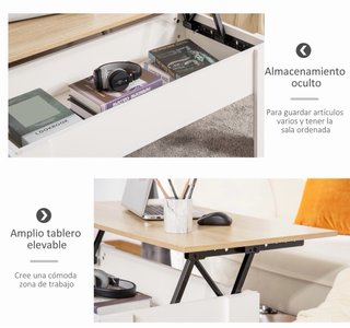 Mesa Centro Elevable Madera y Metal