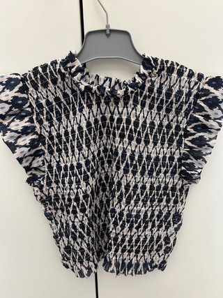 Top de manga corta con estampado azul