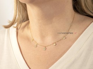 collar oro 18k con piedra con circonita 20cm