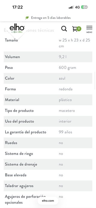 Maceta elho 25 deep blue