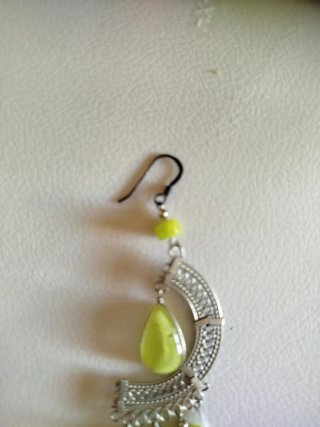 Pendientes largos plata y verde