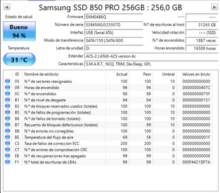 Disco duro SSD de 256Gb Samsung SSD 850 PRO