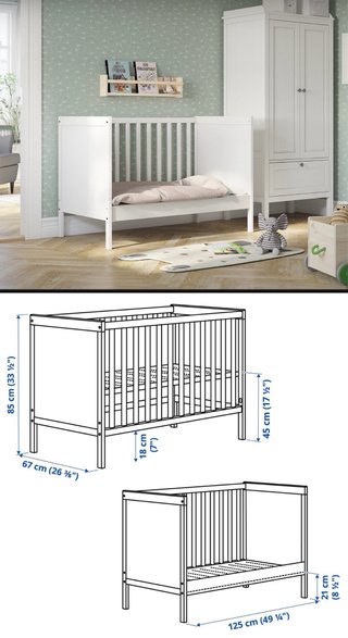 Cuna ikea SUNDVIK 60x120 con colchón y funda