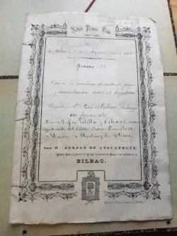 Antigua Escritura manuscrita Siglo XIX Bilbao