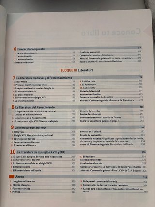 Lengua castellana y literatura, 1o Bachillerato