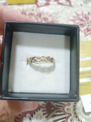 Sortija oro hojas con brillantes