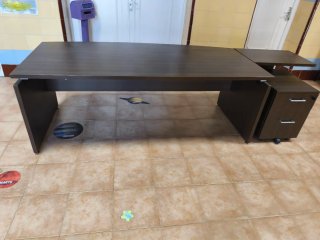 Escritorio Grande 2m + Cajonera Madera Oscura