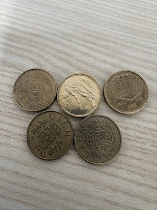 Lote 5 monedas antiguas pesetas España