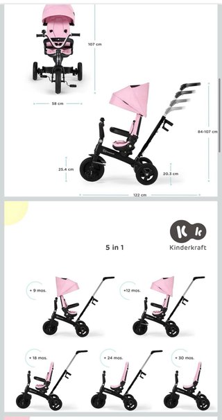 Triciclo evolutivo Kinderkraft TwIPPER Rosa nuevo