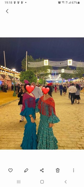 Traje de flamenca lunares turquesa
