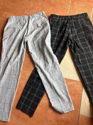 Pantalones de cuadros grises y negros