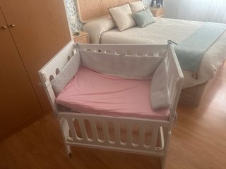 Minicuna colecho madera blanca