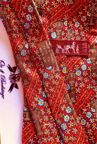 Corbata Hermès Seda Natural Roja
