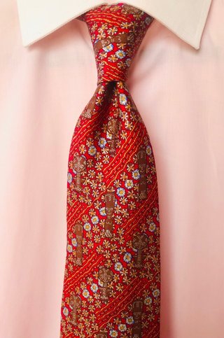 Corbata Hermès Seda Natural Roja