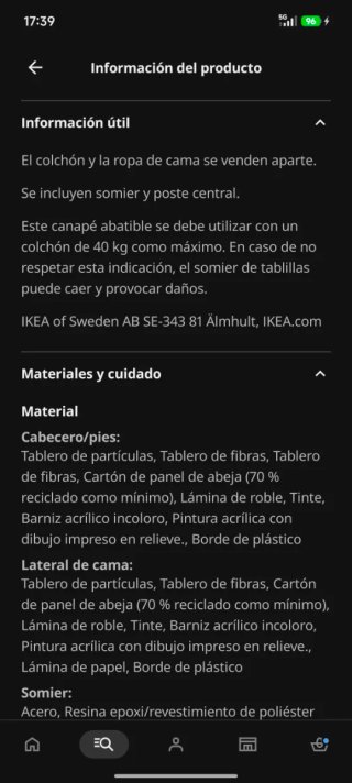 Cama Ikea MALM 140x200 canapé abatible y colchón