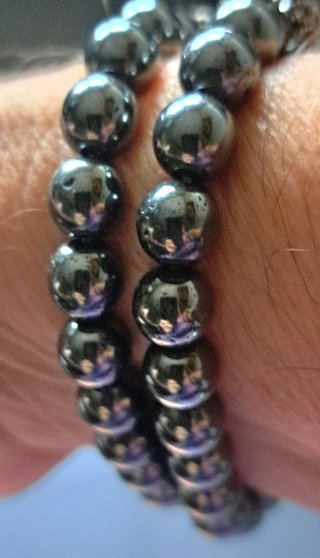 2 Bracciali Ematite Perle Lucide