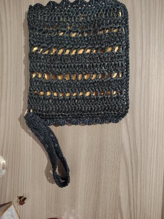 Pochette uncinetto rafia nera