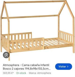 Cama infantil de madera estilo casita