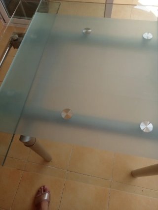 Mesa de cocina extensible cristal y metal