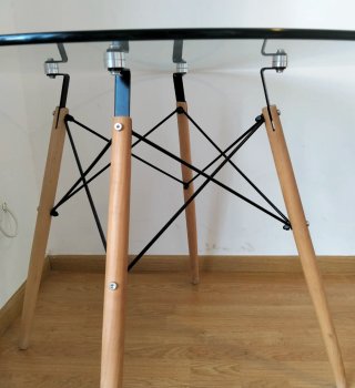 Mesa redonda madera y cristal