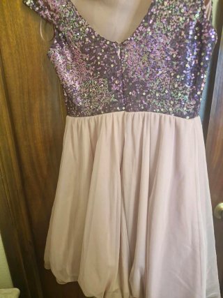 Vestido de fiesta lentejuelas rosa y morado