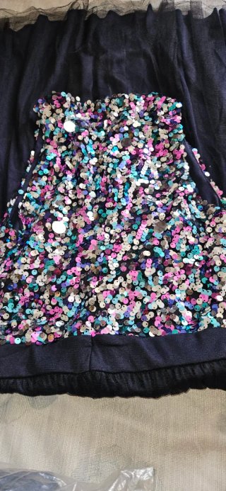 Vestido Tutú Brillante Negro Multicolor