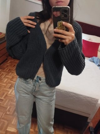 Jersey Stradivarius Azul Punto Mujer