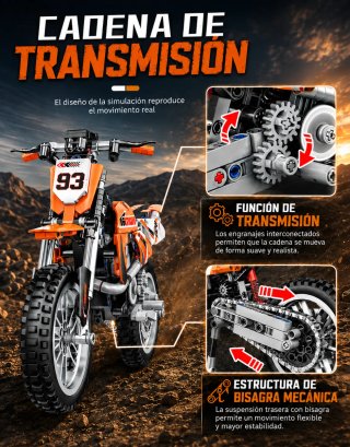 BLOQUES DE CONSTRUCCION MOTO CROSS TECHNIC 434 PIE