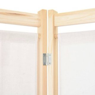 Biombo 6 piezas madera y beige