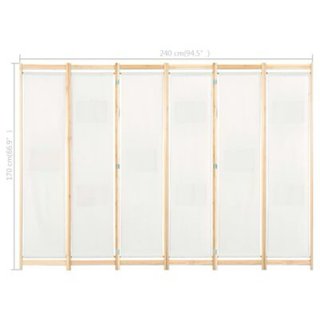 Biombo 6 piezas madera y beige