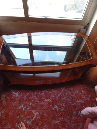 Mesa centro madera y cristal Venta en mano