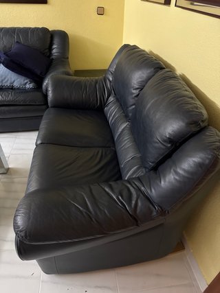 Set di 2 divani in pelle blu