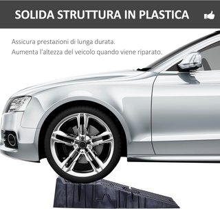 Set de 2 Rampas de Carga para Autos de Plástico con Carga Máxima de 5 Toneladas, Rampas para Autos Plegables para Mantenimiento, 91X30X21 Cm, Negro