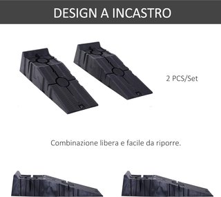 Set de 2 Rampas de Carga para Autos de Plástico con Carga Máxima de 5 Toneladas, Rampas para Autos Plegables para Mantenimiento, 91X30X21 Cm, Negro