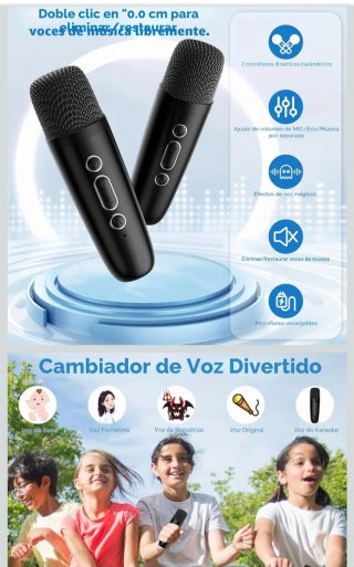 Altavoz Bluetooth Karaoke con 2 Micrófonos M/D17-T