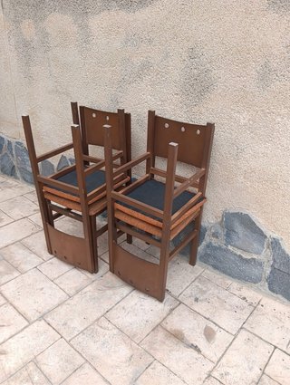 Confezione di 4 sedie vintage in legno marrone