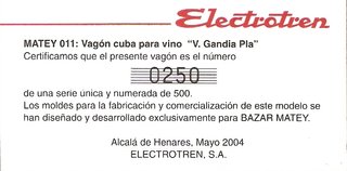 Vagón Cuba Vinos Norte H0 Electrotren