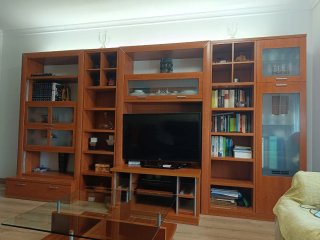 Mueble Salón Madera y Cristal