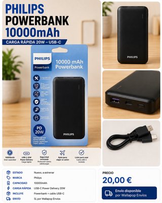 Philips Powerbank 10000mAh Carga Rápida 20W USB-C