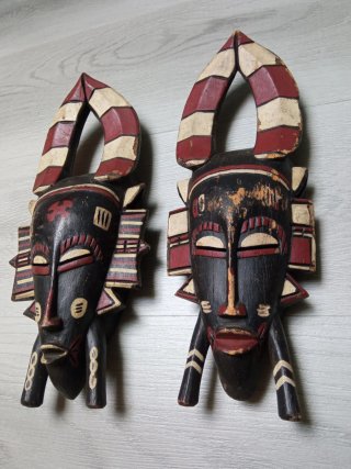 Pareja de máscaras Kpelié, Senufo, Costa de Marfil