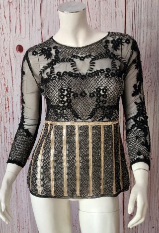 Vestido Negro y Naranja con Lunares