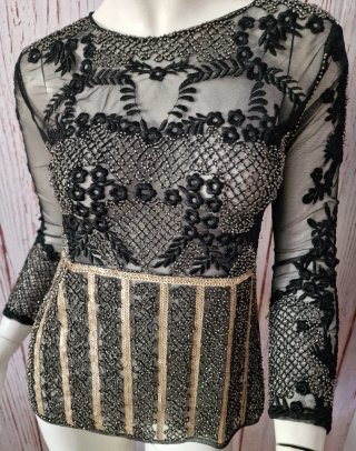 Vestido Negro y Naranja con Lunares