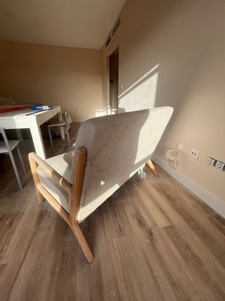 Butaca doble roble y lino ZARA HOME