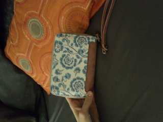 Cartera vintage azul y marrón