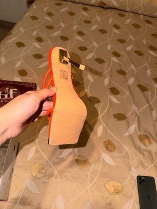 Sandalias L.DAY Naranja Tacon Dorado talla 39