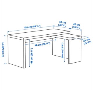 Escritorio IKEA MALM Negro con Tablero Extraíble