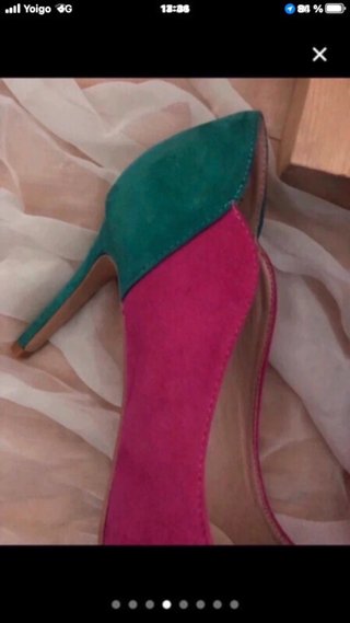 Zapatos Azarey tacón rosa y verde TALLAS 35 37
