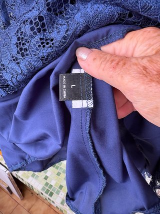 Vestido fiesta encaje azul talla L