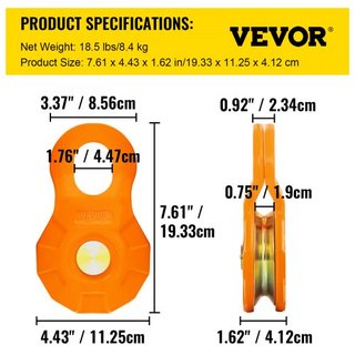 Bloque de Remolque, Límite de Carga de Trabajo de 11T/25,000 LBS, Polea de Winch de Alta Resistencia para Cuerda Sintética de 0.55"/14 mm o Grúas Blandas, Accesorios de Recuperación Off-road para ...